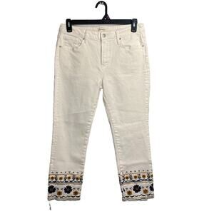 Driftwood‎ Colette White Jeans Women’s 33x27 Embroidered Sunflower Daisy Denim